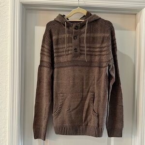 COMMERCE Bru Gradient Chest Stripe Hooded Sweater - Brown ONLY - L